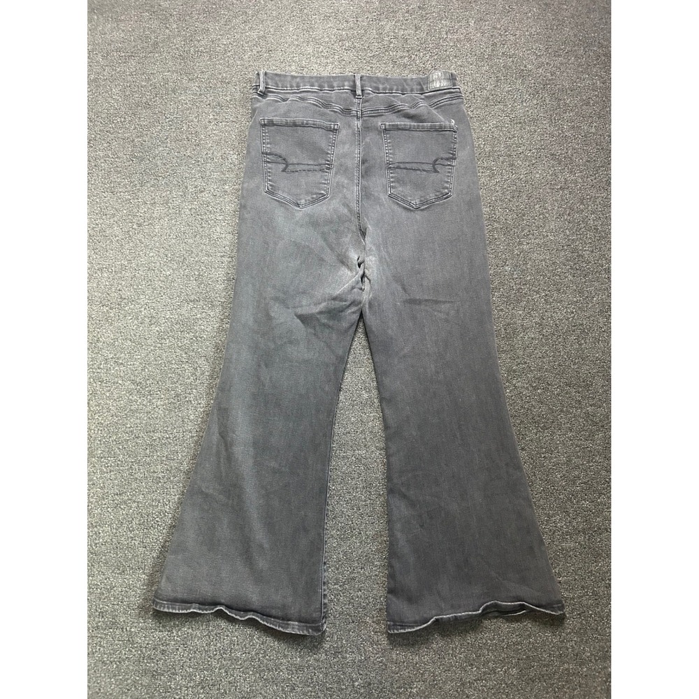 American Eagle Curvy Highest Rise Flare Jeans Gray Womens 18 Button Fly Boho - Picture 8 of 9